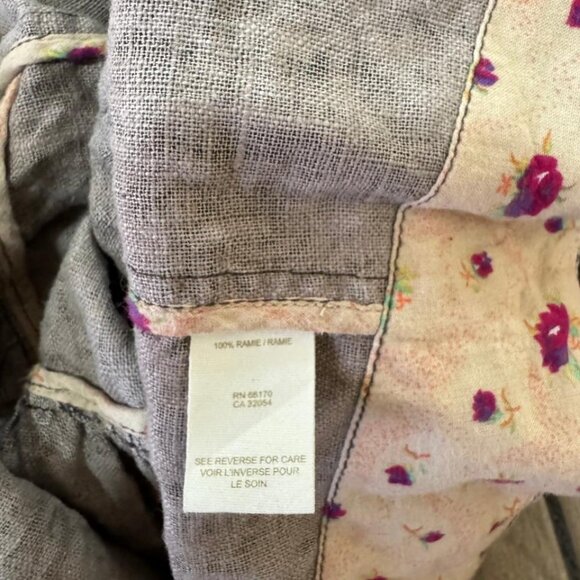 Free People Ramie Brown and Tan Floral Paisley Boho Trench Jacket Size 6 - Picture 8 of 9